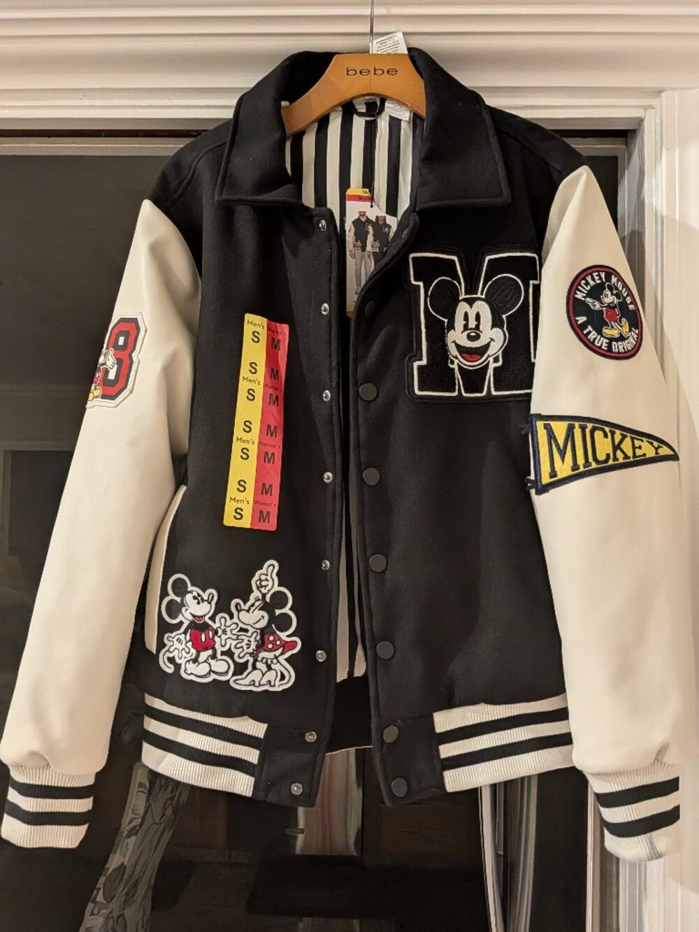 NWT Disney Black and White Unisex Varsity Mickey Jacket
